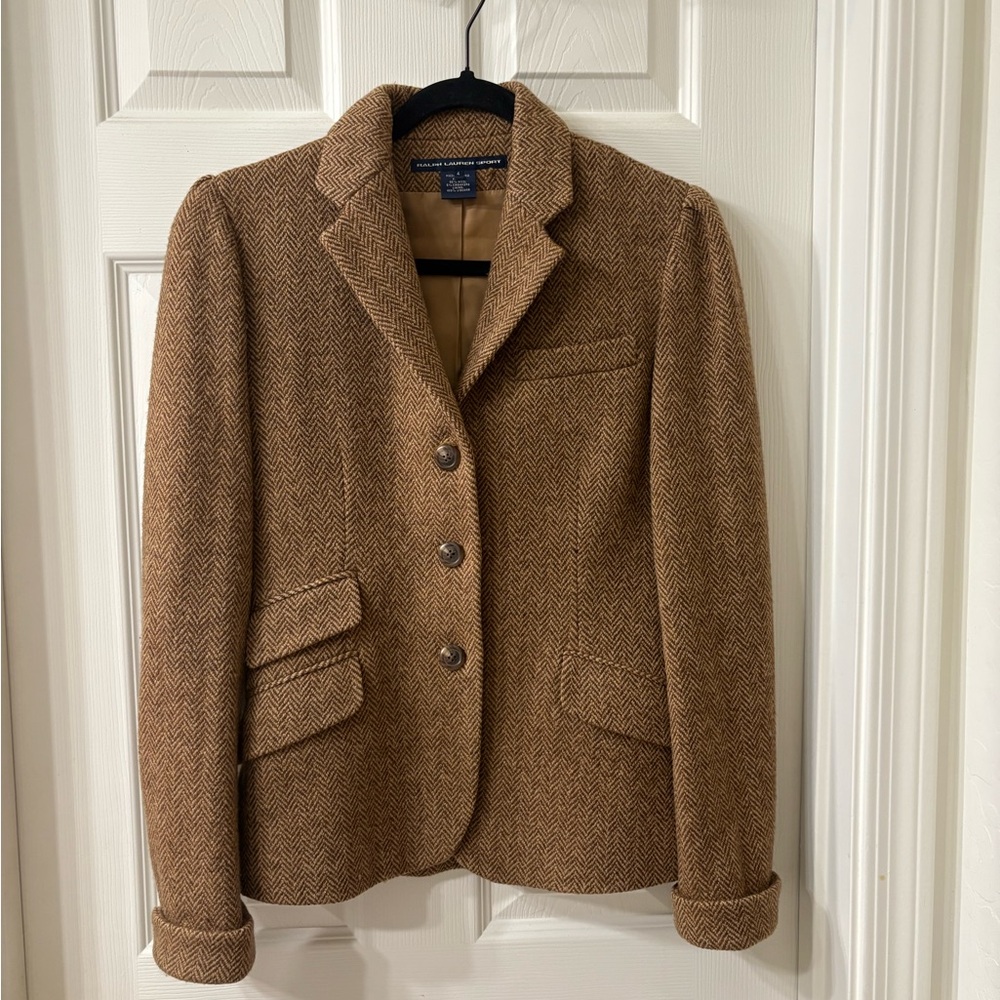 Ralph Lauren Tan Herringbone Blazer